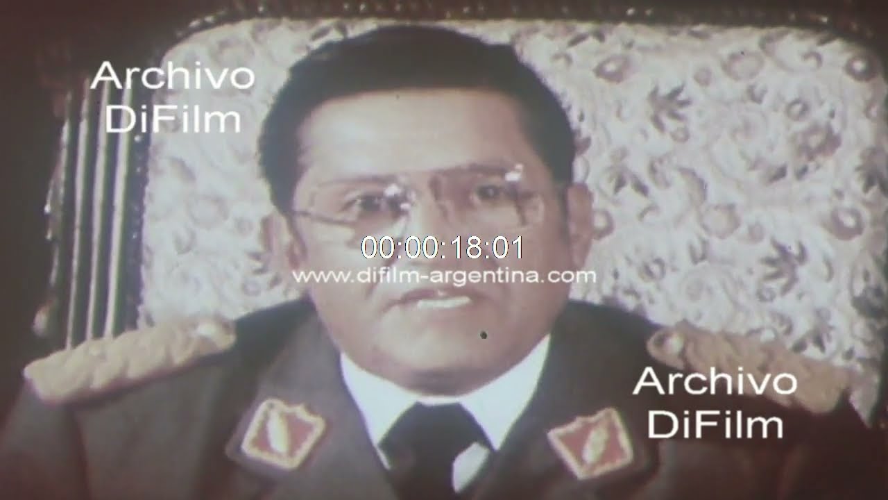 Luis Garcia Meza Tejada conferencia de prensa en Bolivia 1980