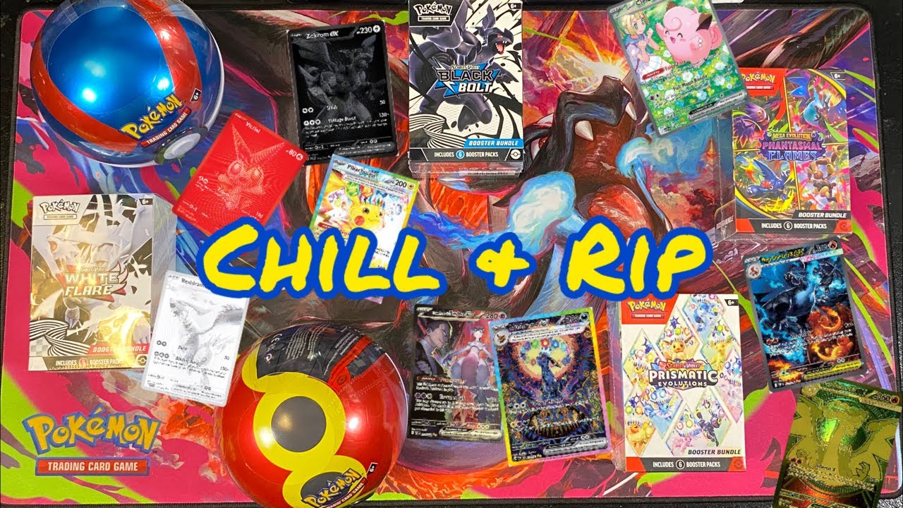 Pokemon LIVE Chill & Rip - Mega Charizard-Mewtwo-Eeveelutions-Pikachu & Red-White-Black Monochromes