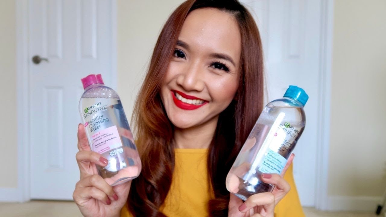 รีวิวและเปรียบเทียบ Garnier Micellar Cleansing Water สีฟ้าและสีชมพู