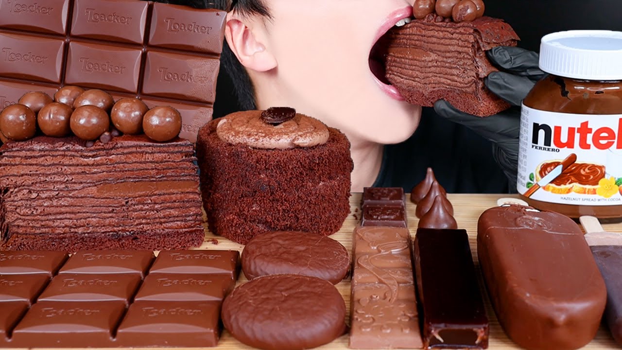 ASMR MALTESERS MAGNUM CHOCOLATE ICE CREAM CAKE PARTY DESSERT MUKBANG 먹방 咀嚼音 チョコレート デザートEATING SOUNDS