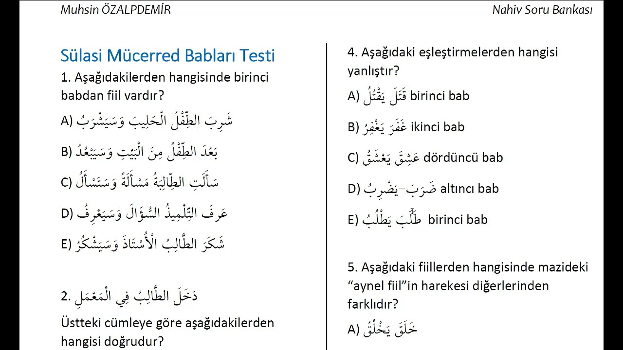 SÜLASİ MÜCERRED BABLARINA AİT SORU ÇÖZÜMLERİ