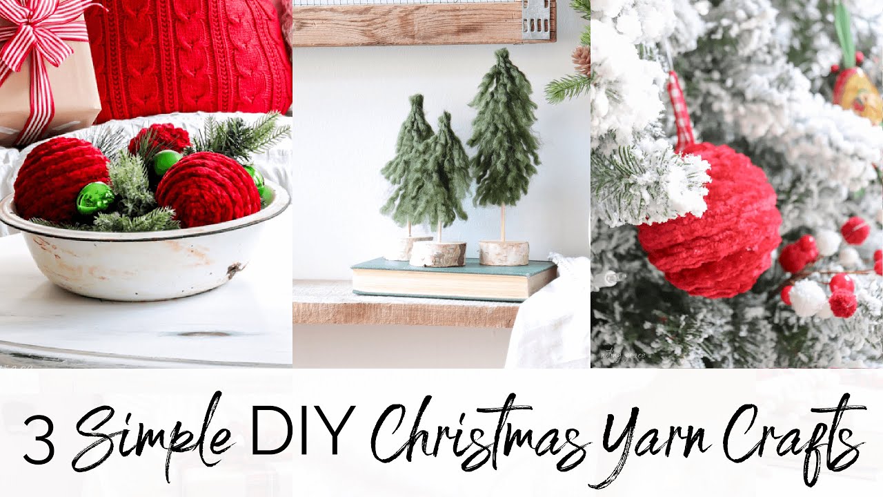 Simple DIY Christmas Yarn Crafts you can make in 10 minutes!
