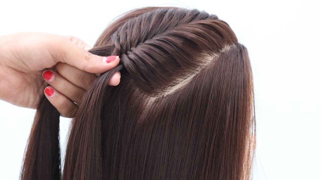 how to make front fishtail braid hairstyle - open hair hairstyle