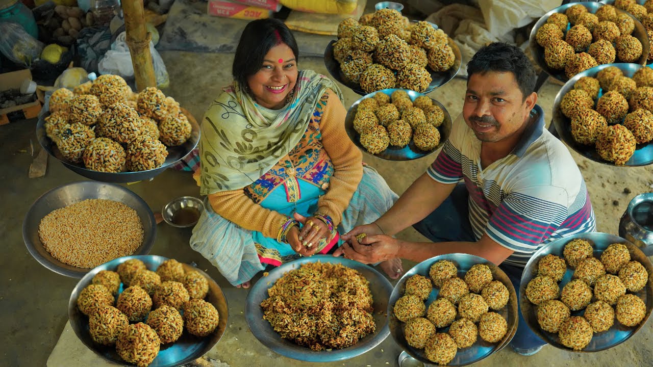 गुड़ मुरमुरा के लड्डू-Murmura Laddu Recipe-Puffed Rice Laddu-Lai ke laddu-Kurmura - gur ke ladoo