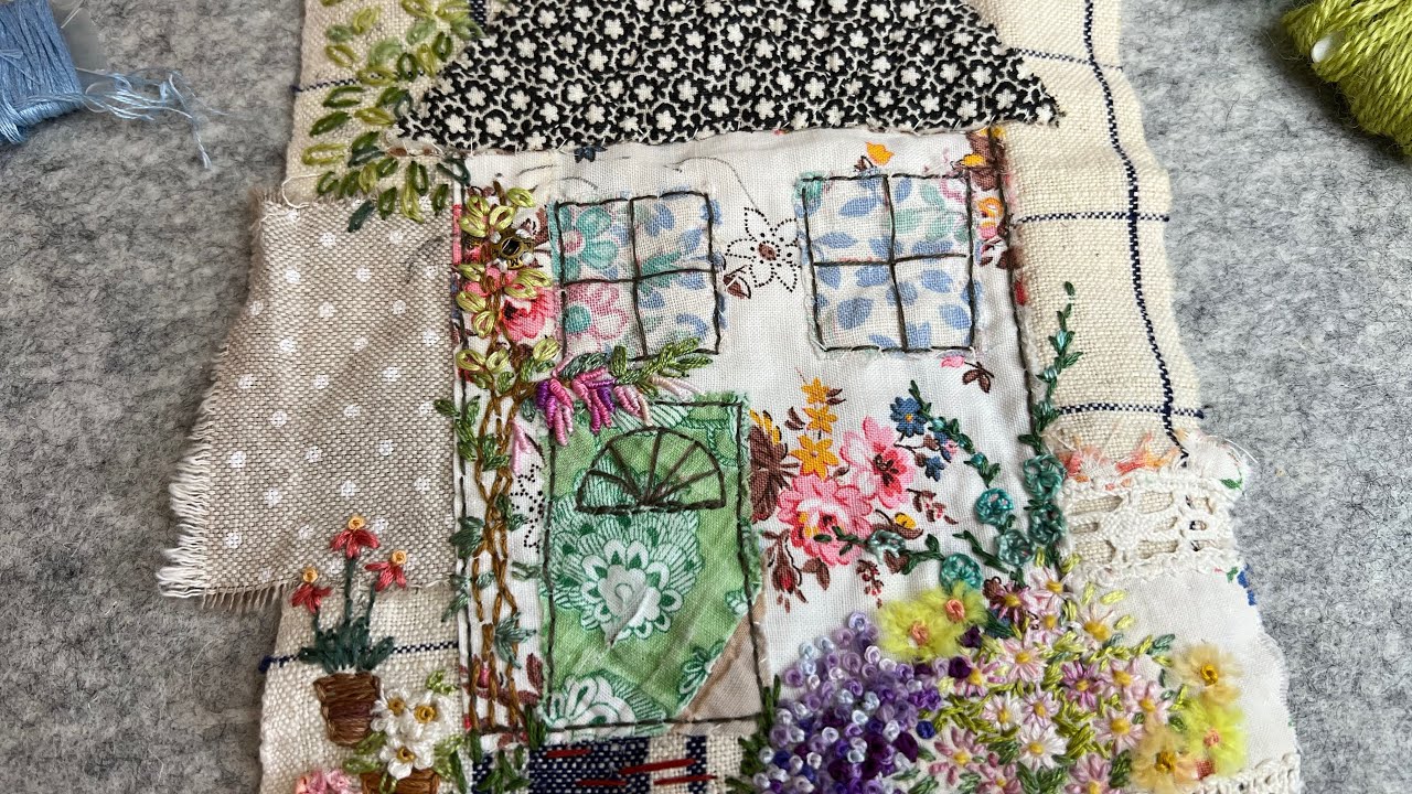 #roxysjournalofstitchery | Month 4 EP 46 old quilt and country cottage | continuing my embroidery