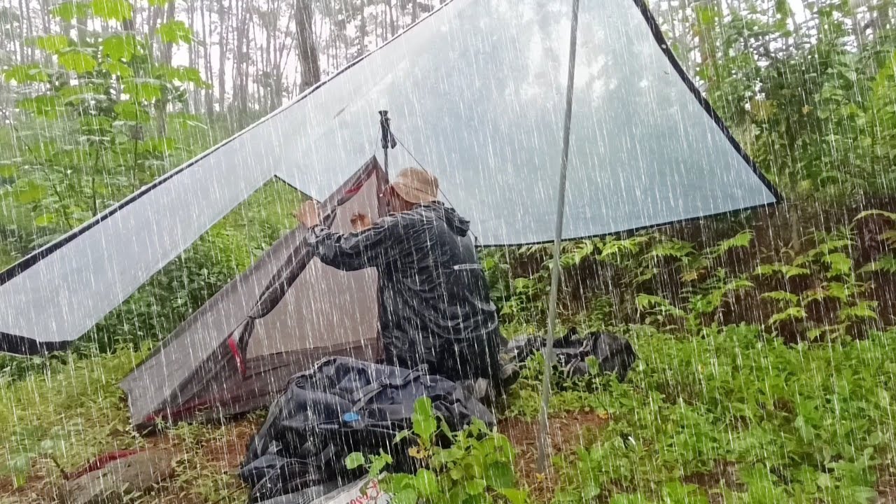 camping in the rain with a tarptent ⛈️ relaxing sounds of rain in camping