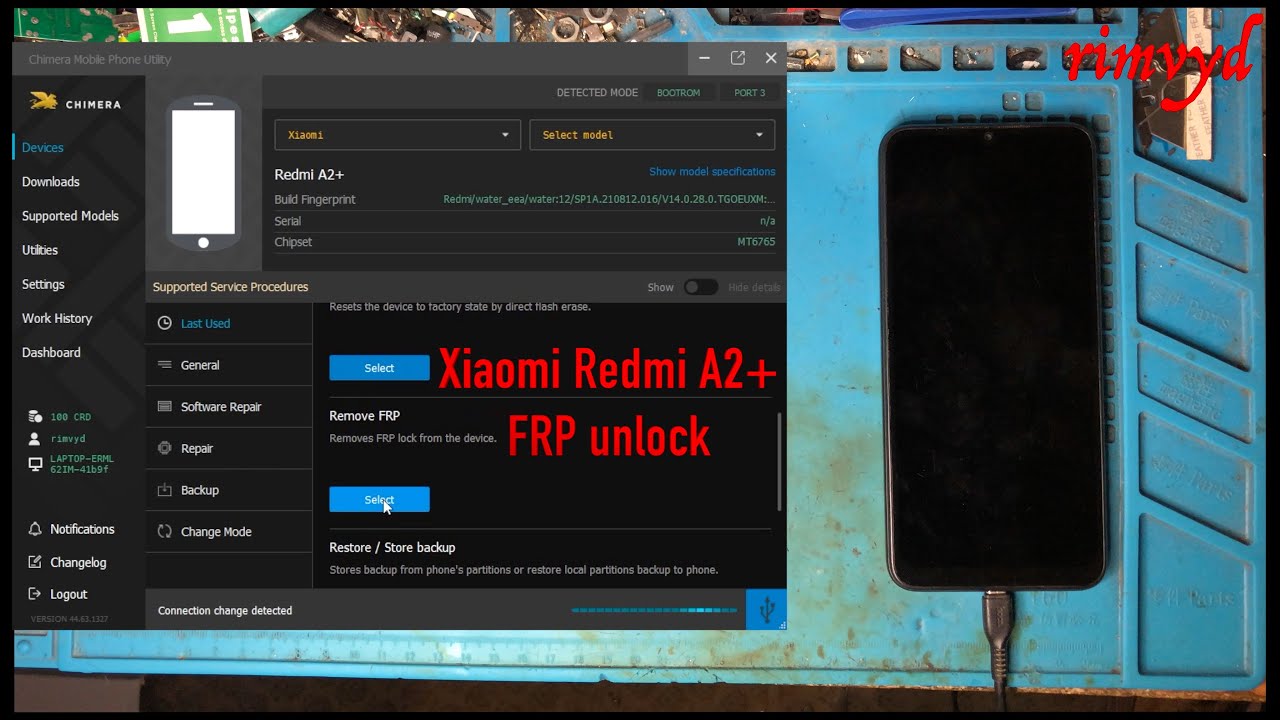 Xiaomi Redmi A2, FRP unlock ,Chimera tool