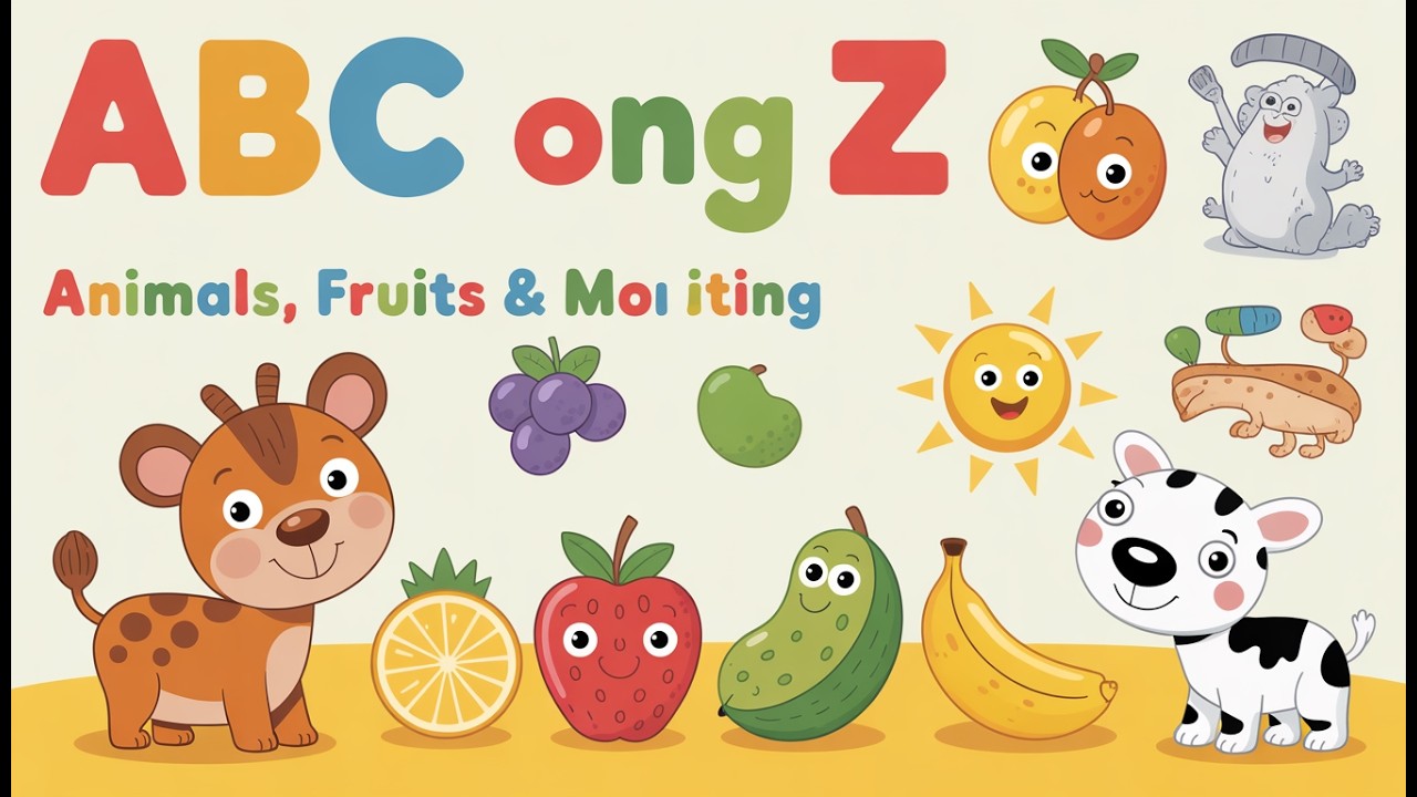 ABC Song A–Z 🎵  Animals, Fruits & Morning Routine  Fun Kids Learning