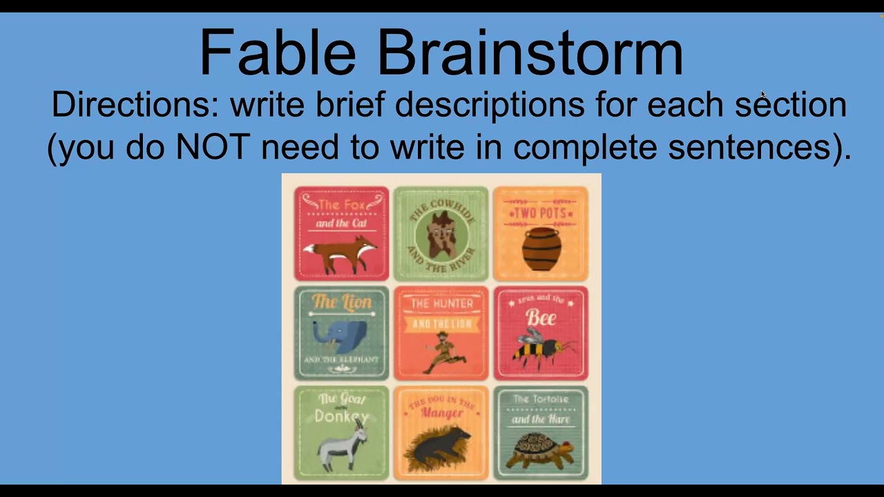 Fable Project Instructions (creative writing project)
