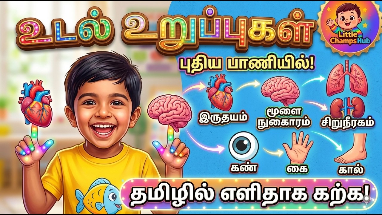உடல் உறுப்புகள் பெயர்கள் தமிழில் | body parts name in tamil | Kids Learning Tamil #happylearning
