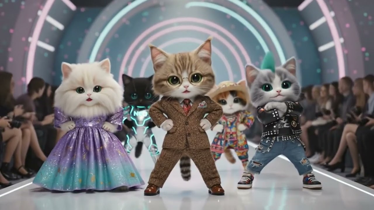 Supermodel Cats Walking Like Humans!  The Cutest Runway Ever