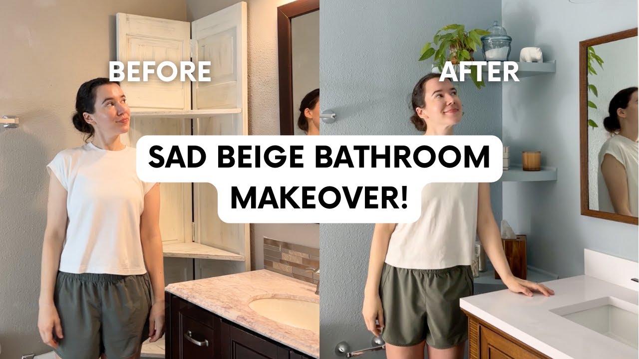 Преображение ванной комнаты в печально-бежевых тонах | Renee Renovates