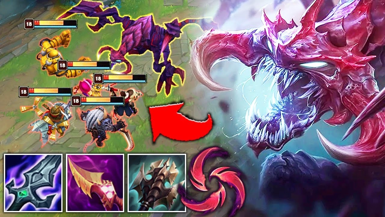 I built only On-Hit Items on Cho'Gath and Every Auto Deals 50% HP (PENTAKILL)