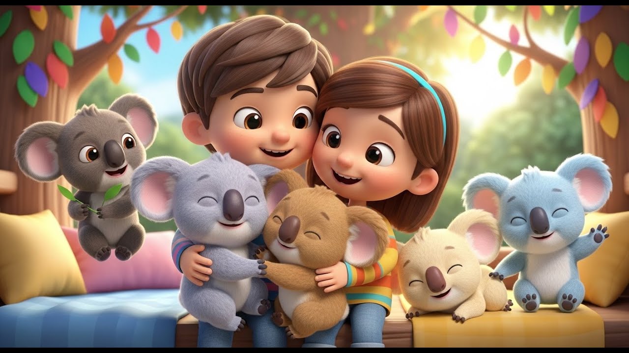 Cinco pequeños bebés koala se abrazan | Canciones de Animales y Rimas Infantiles