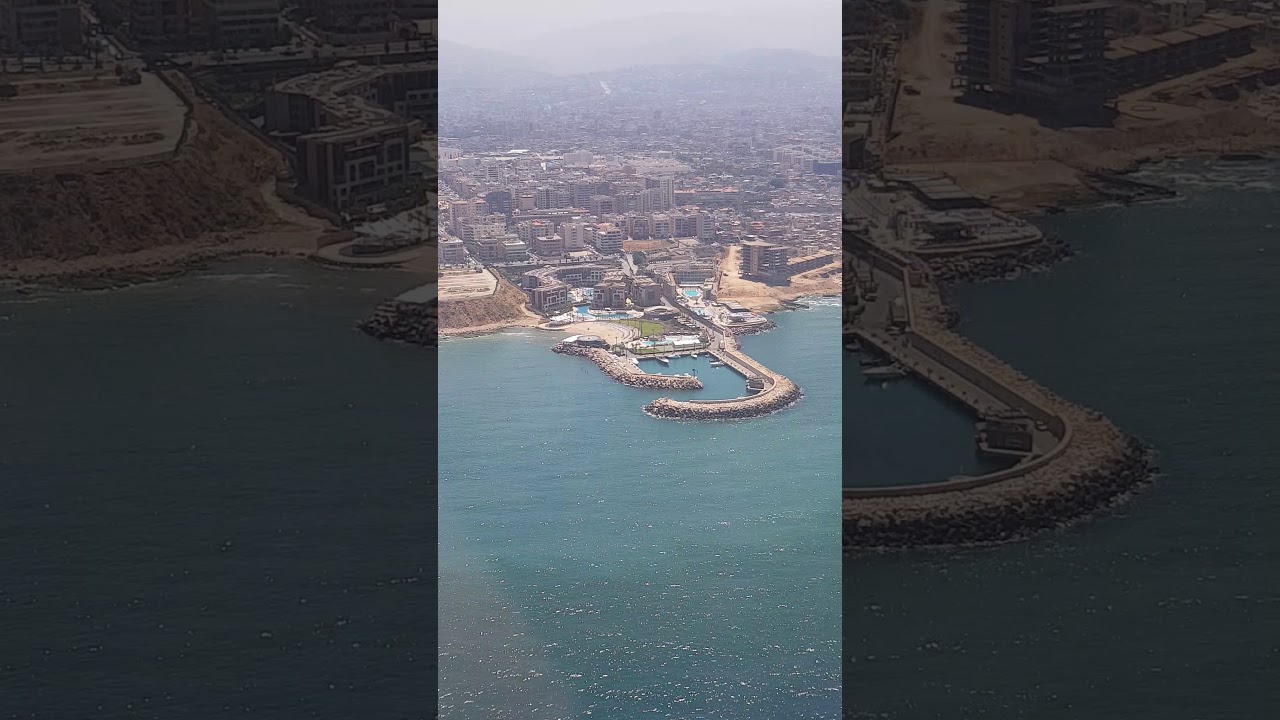 منظر رائع لهبوط الطائرة في مطار بيروت .. تصوير شواطئ بيروت