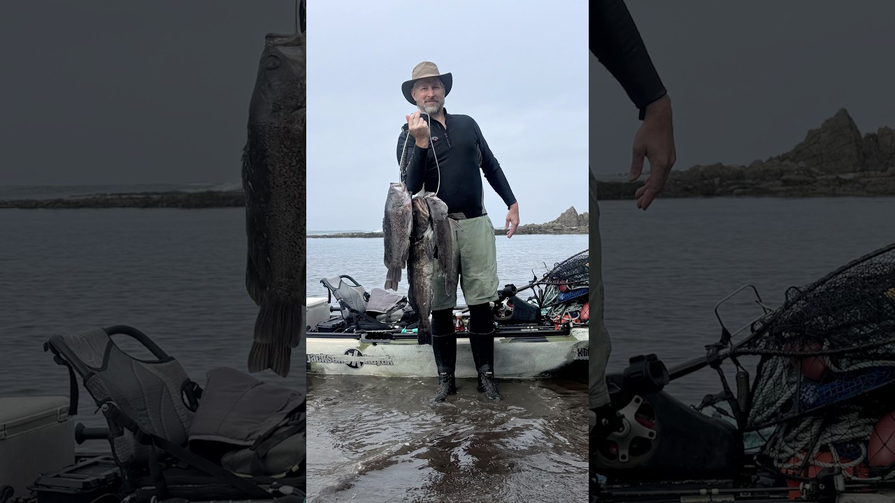 Wędkarstwo kajakowe na oceanie, 4 stopy fal, 11 sekund #wyprawynaoceanowe #hobiefishing #hobieout...