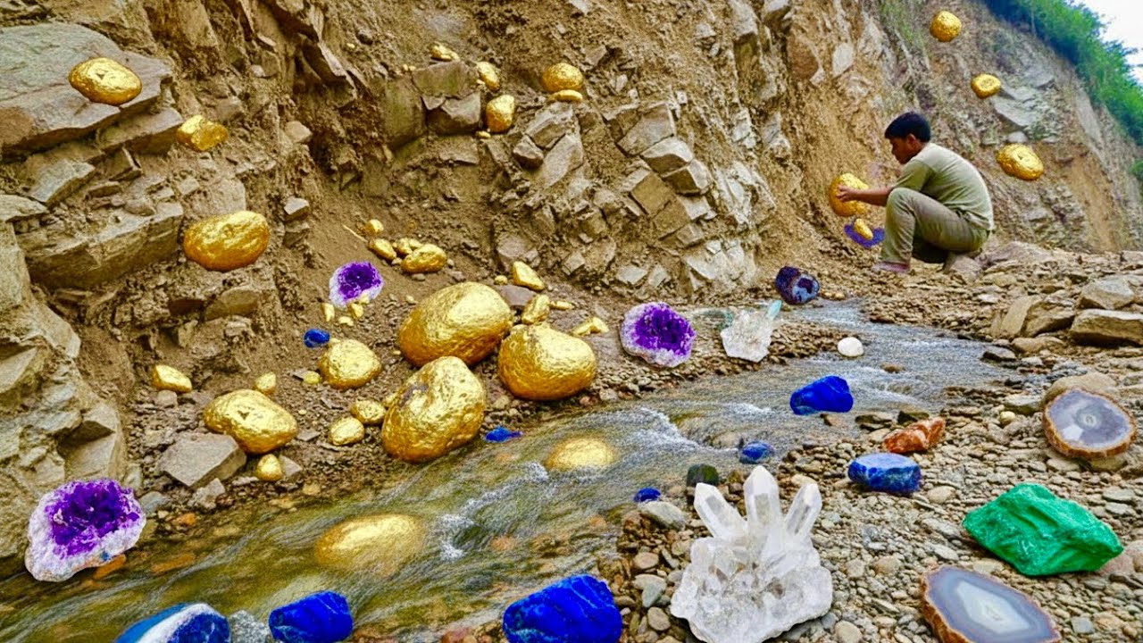 Gold Nuggets Discovery – Real Gold Prospecting Adventure on riverbed
