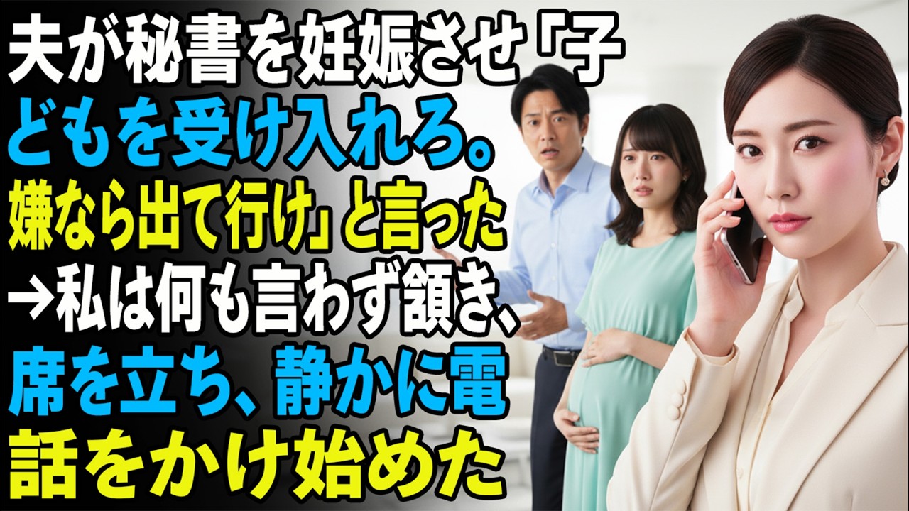 夫が秘書を妊娠させ「子どもを受け入れろ。嫌なら出て行け」と言った→私は何も言わず頷き、席を立ち、静かに電話をかけ始めた