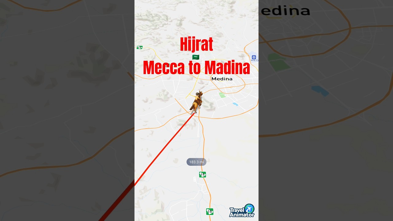 The Prophet’s Journey: Mecca to Medina 🚶‍♂️🕋 | Hijrah Route in 30 Seconds 