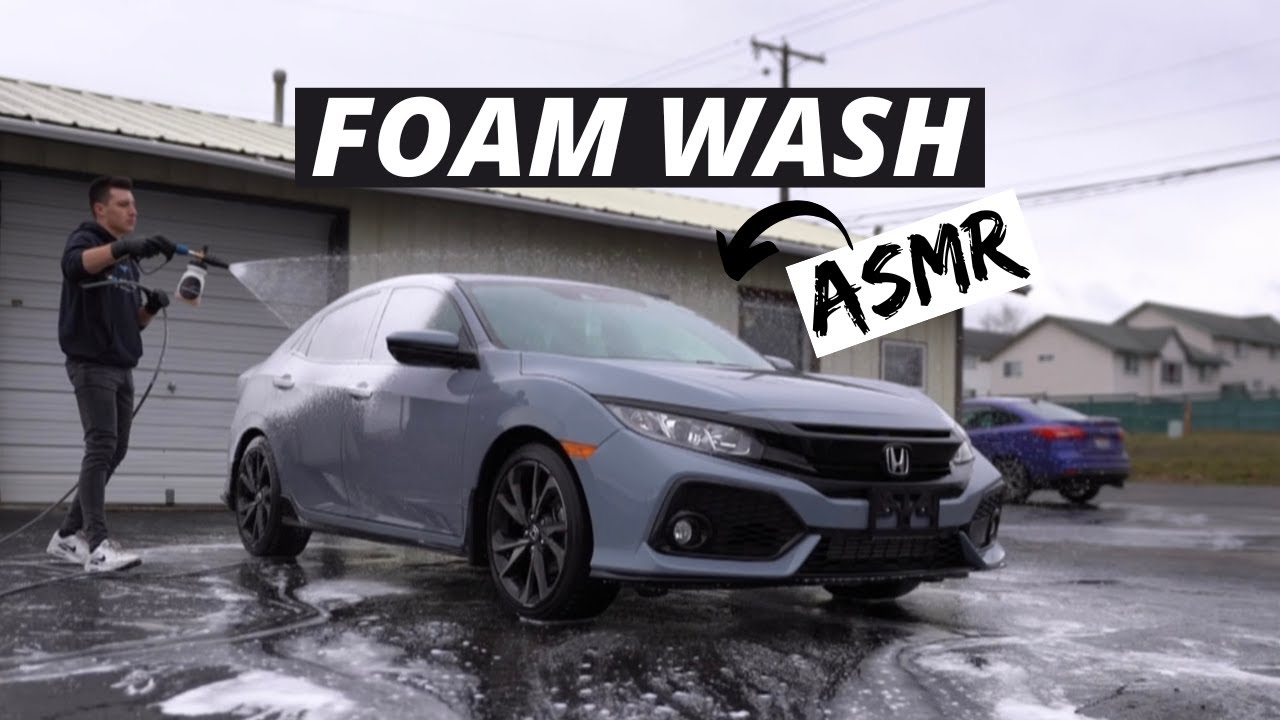 Foam Wash On A Dirty Honda Civic - Exterior Auto Detailing