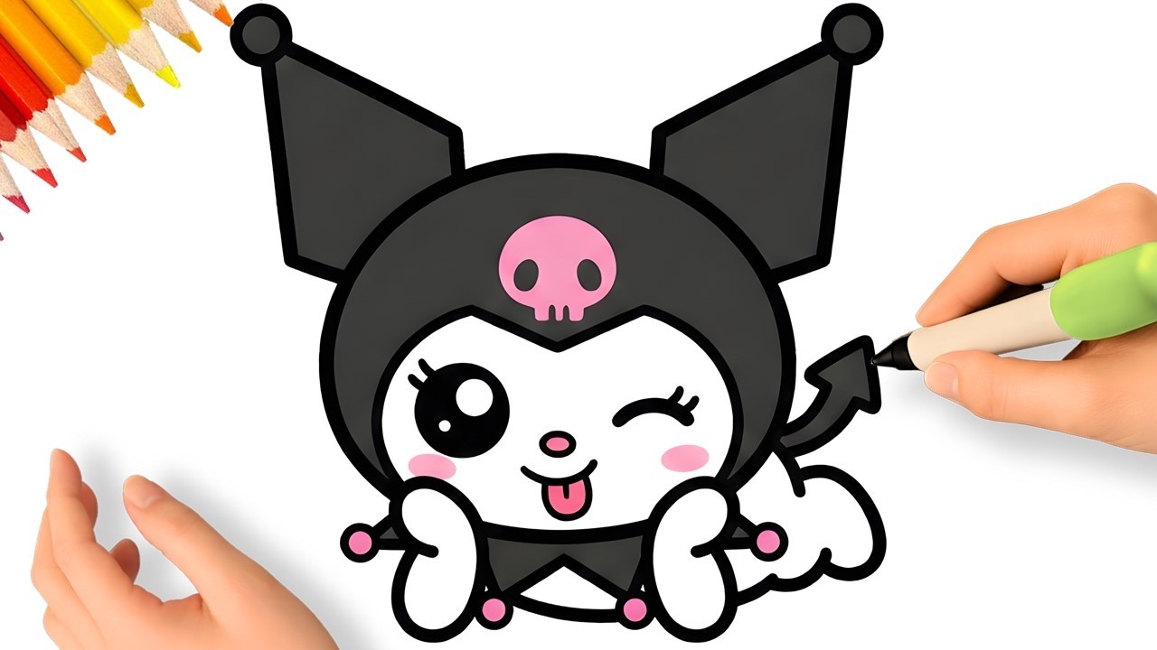 CÓMO DIBUJAR A KUROMI FÁCIL 🖤🎀
