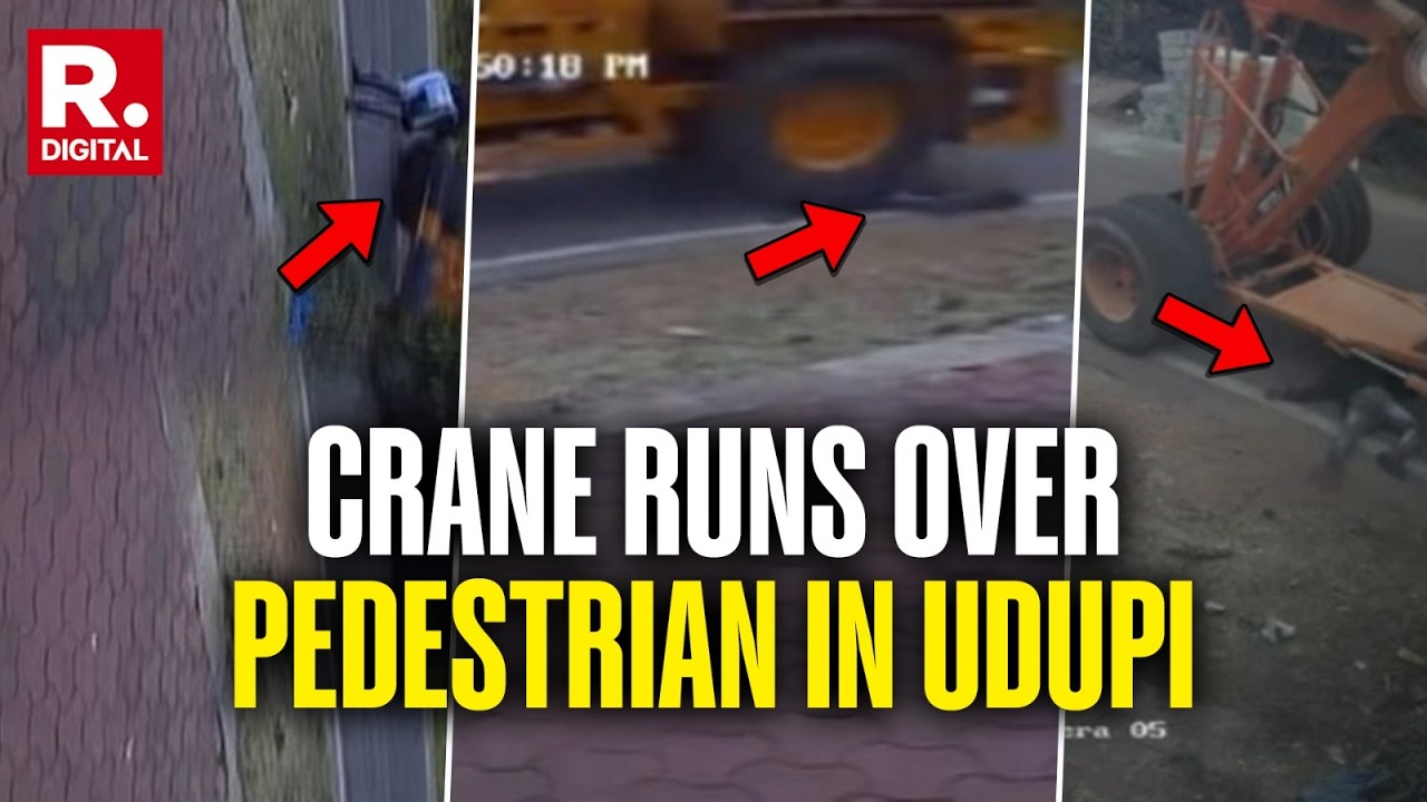 Karnataka BREAKING: CCTV Footage Captures Shocking Incident As Crane Runs Over Pedestrian In Udupi