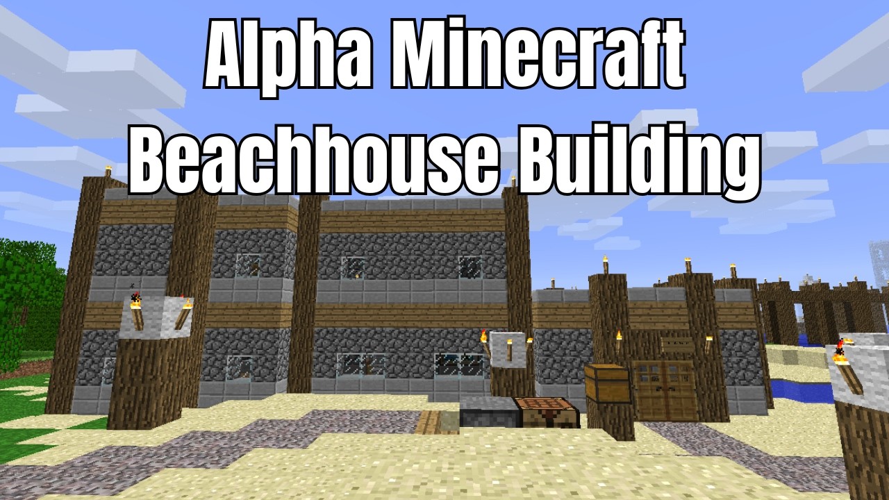 Building a Beachhouse in my Alpha Minecraft City!