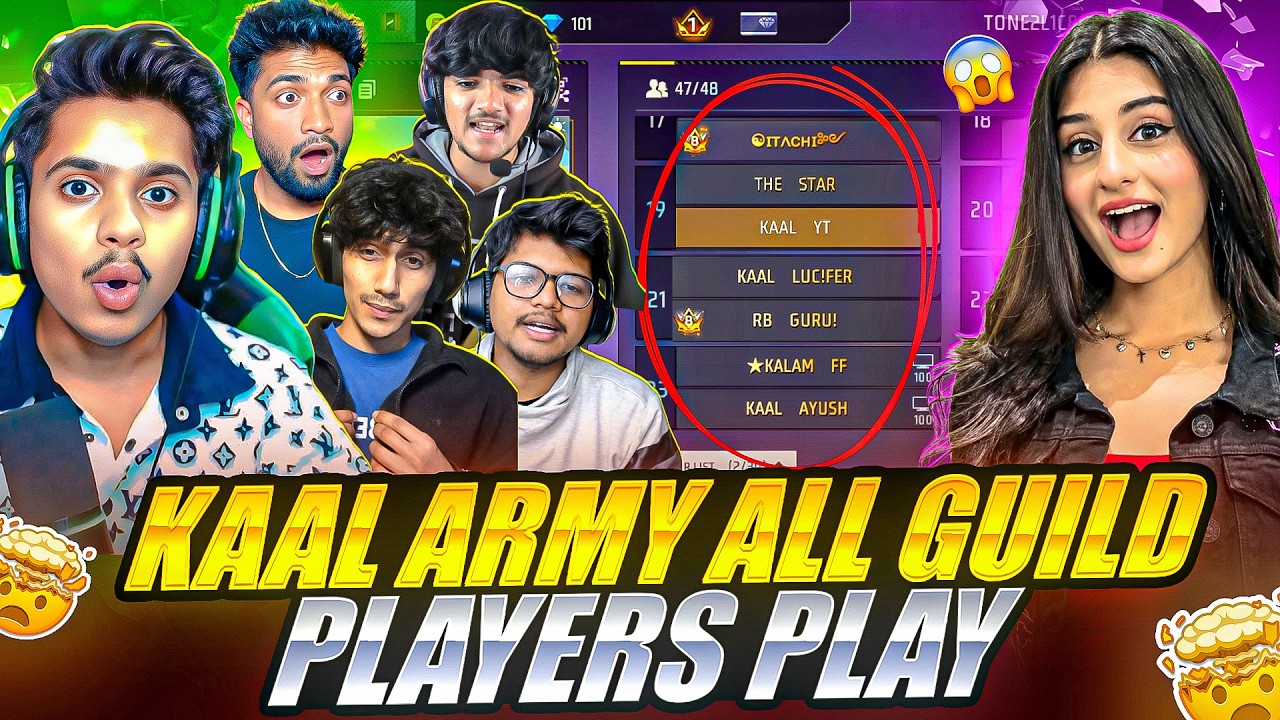 KAAL ARMY KE SAARE GUILD PLAYERS EK SAATH 😈 CURE LIVE STREAM CHALLENGE | FREE FIRE