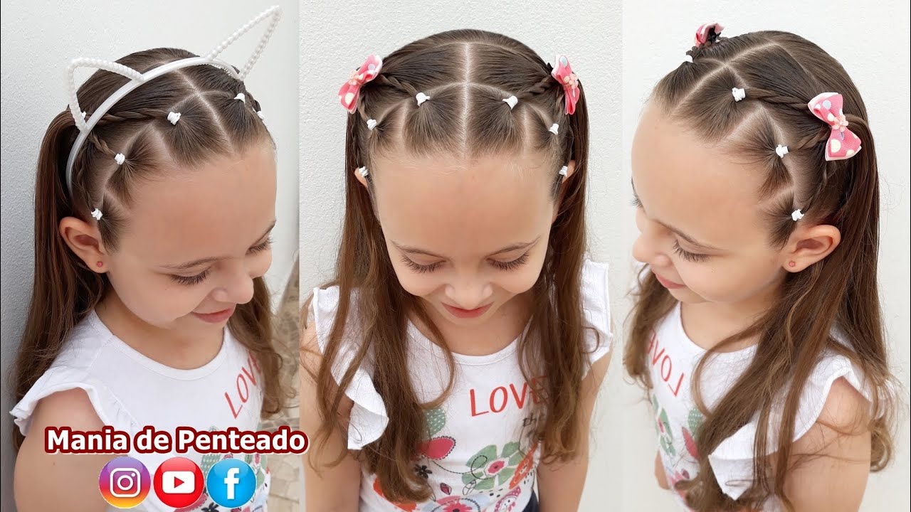 Penteado Infantil com Maria Chiquinha para Cabelo Curto| Easy Hairstyle for Short Hair with Elastics