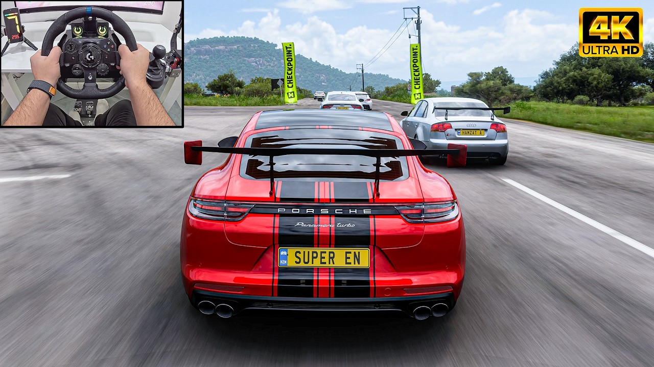 Porsche Panamera Turbo VS Supercars - Forza Horizon 5 | Logitech G923 Steering Wheel
