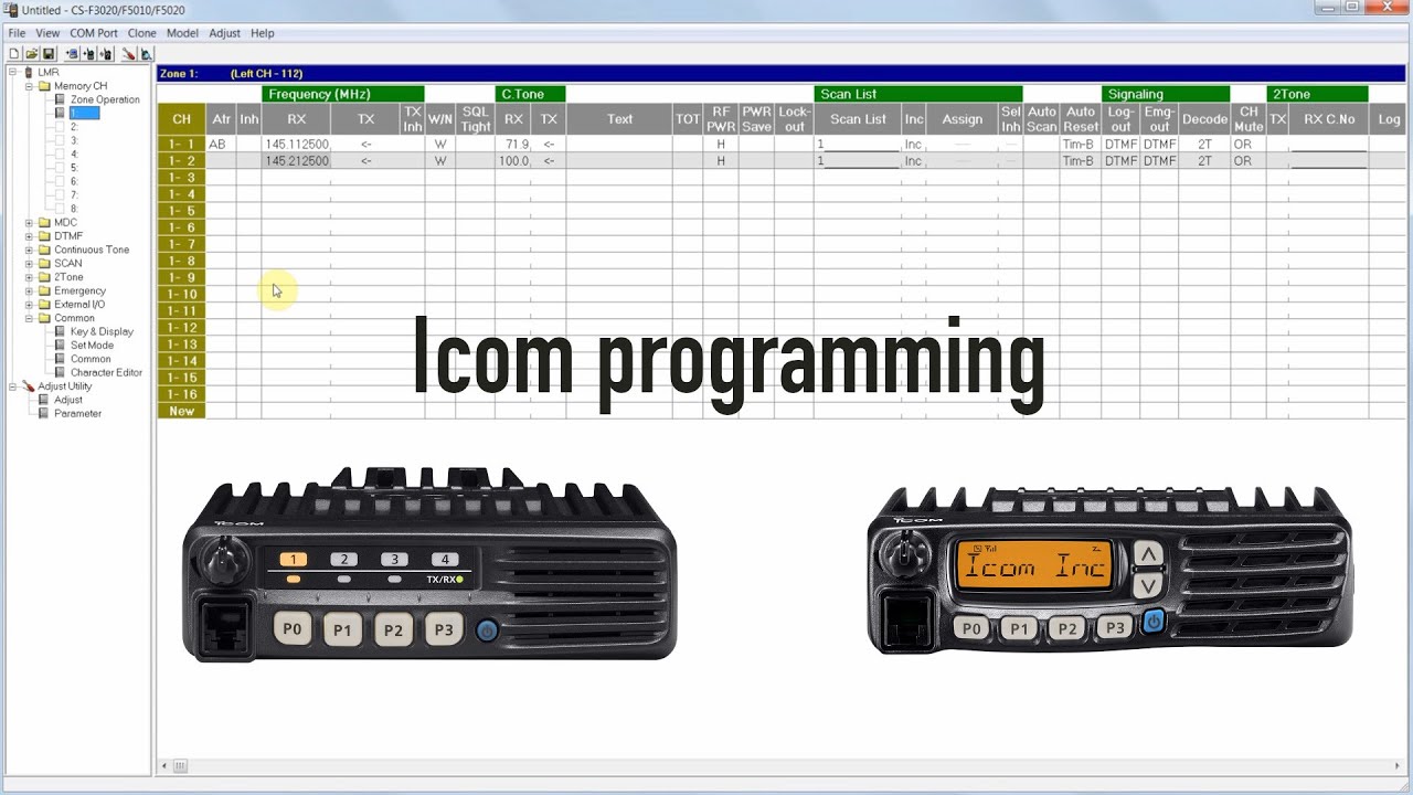 Программирование радиостанций Icom IC-F5013, IC-F5026. Обучающий ролик