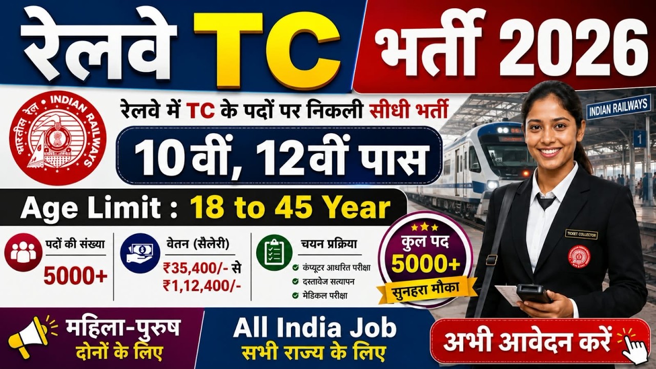 Railway TC, TTE (Ticket Collector) Recruitment 2026 | Railway TC Vacancy 2026 | RRB Ntpc Bharti 2026