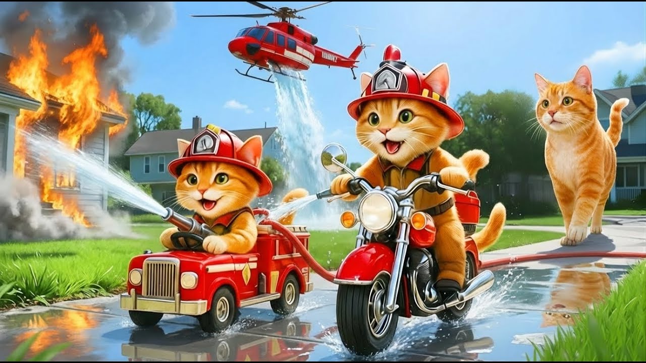Mama Cat Trims Fur on the Farm and Makes Tiger Hat For Kittens At Home 🐾🎩🐯
