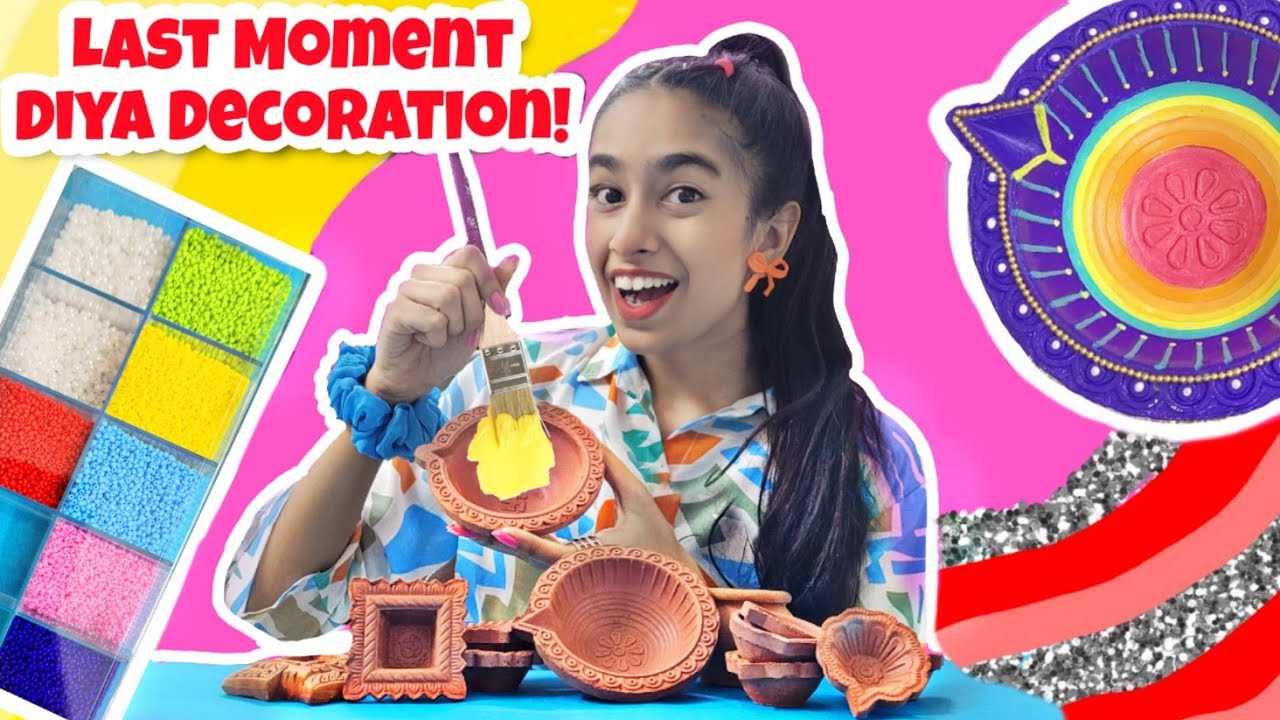 Last Moment Diya Decoration Ideas!!!💕🤩✨️ *DIYA DECOR* #diy | Riya's Amazing World