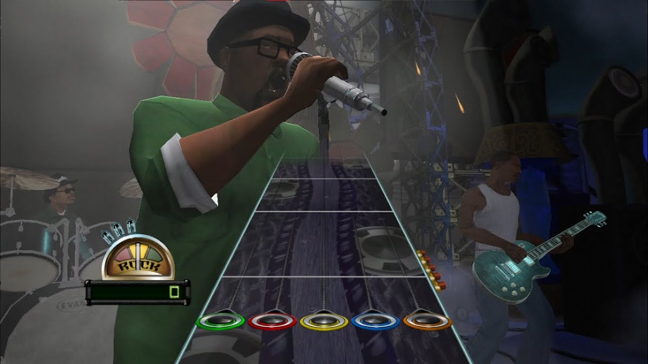 CJ, Big Smoke, Ryder and Sweet perform Crazy Train by Ozzy Osbourne - GHWTDE