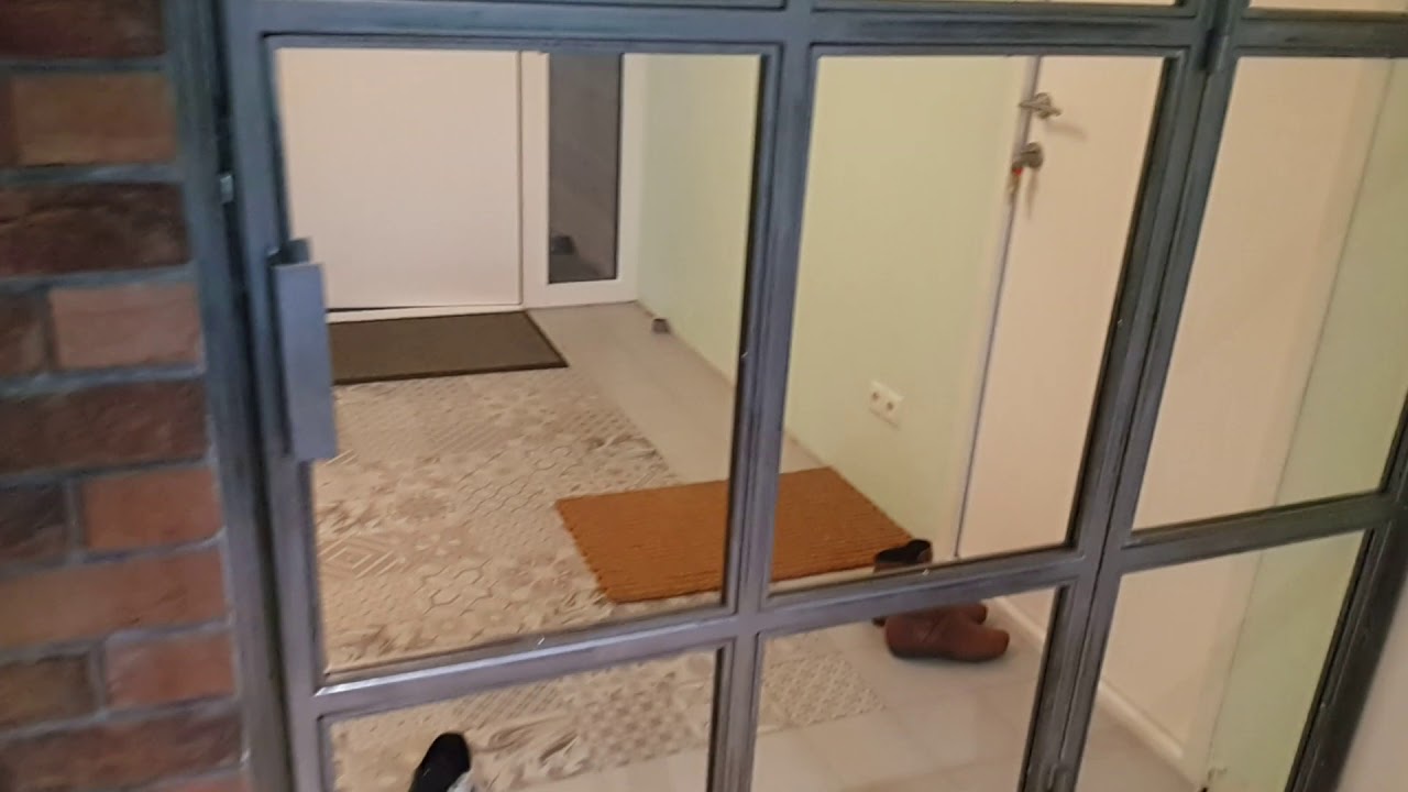 Wiatrołap Wysłona szklana rama metalowa drzwi loft industrialne