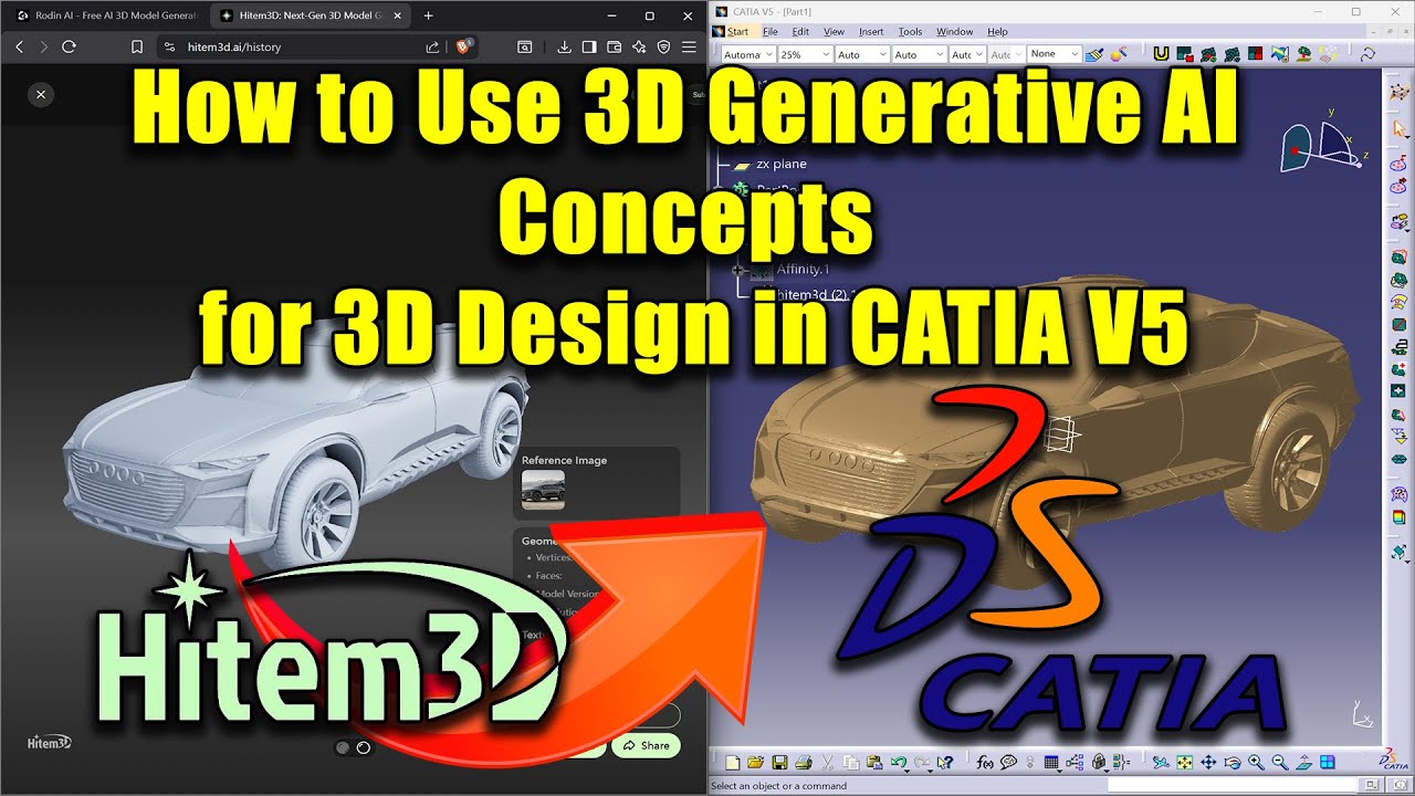 Как использовать концепции 3D-генеративного ИИ для 3D-дизайна в CATIA V5 #catiav5 #generativeai