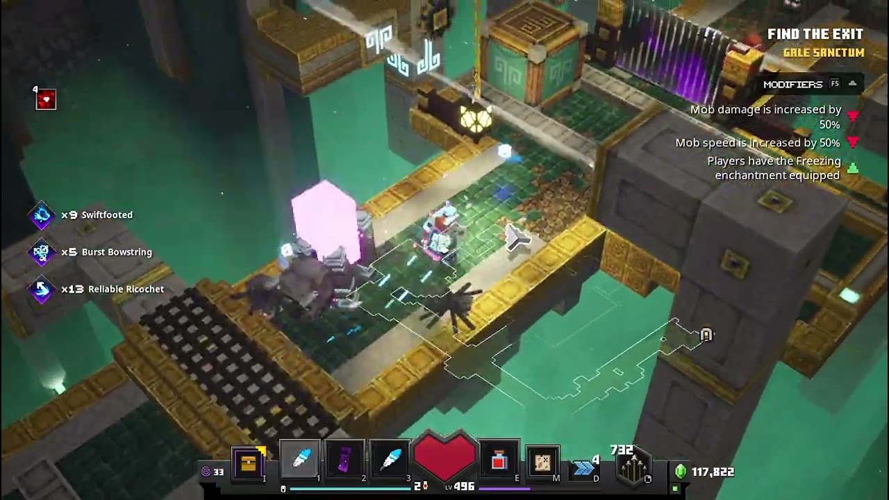 [Minecraft Dungeons] Gale Sanctum Daily trail with my bubble burster roll build