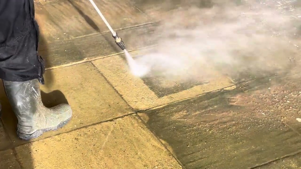 Pressure washing with a turbo nozzle