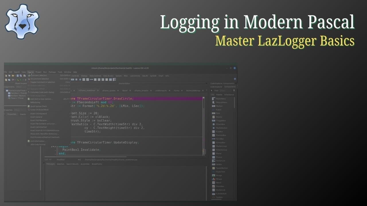 LazLogger Basics (in Lazarus): Logging to File, StdOut, and Parameters