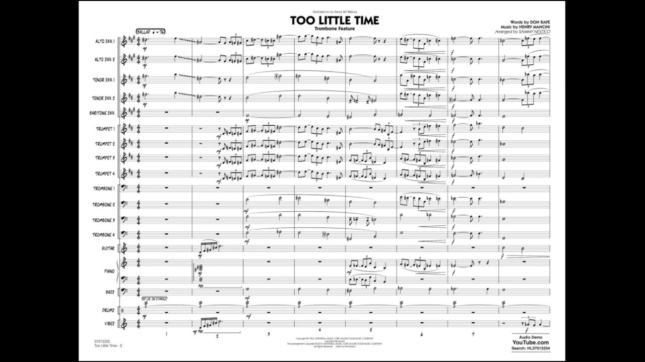 Too Little Time arranged by Sammy Nestico