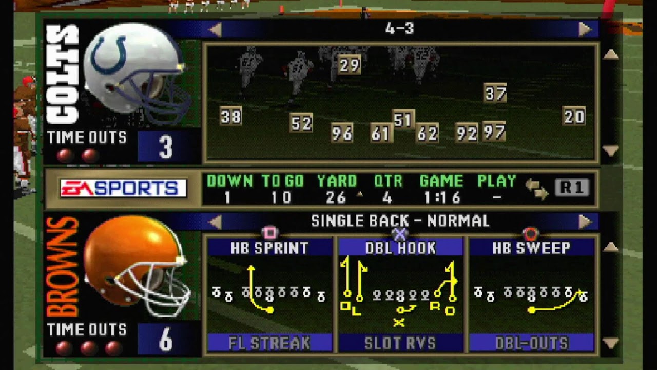 Madden NFL 2000: Colts против Browns (компьютер против компьютера)
