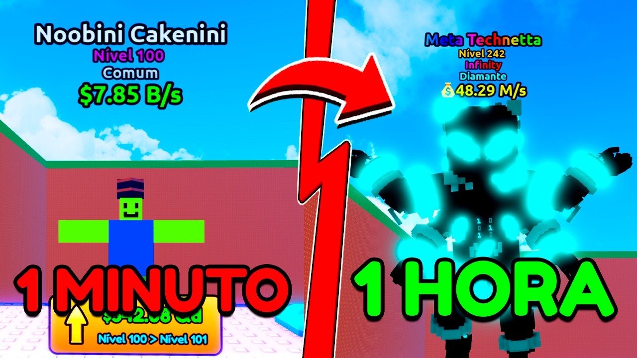 TENHO 1 HORA DO NOOB AO PRO NO FUJA DO TSUNAMI PARA BRAINROTS DEU CERTO?