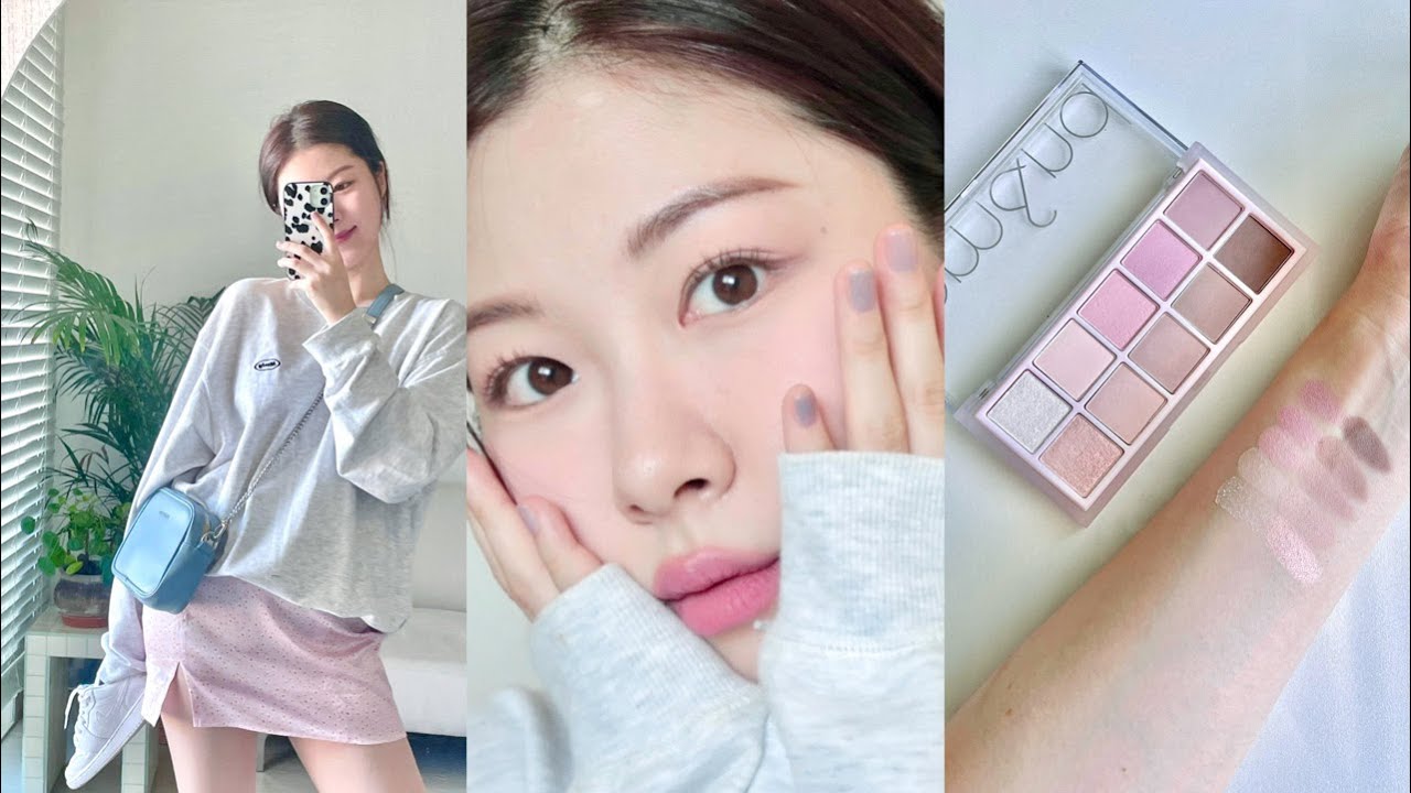말없이GRWM💗여름 라이트 메이크업 같이 준비해요 (롬앤 피오니가든, 페리페라 핑크따상, OOTD) 나또핑