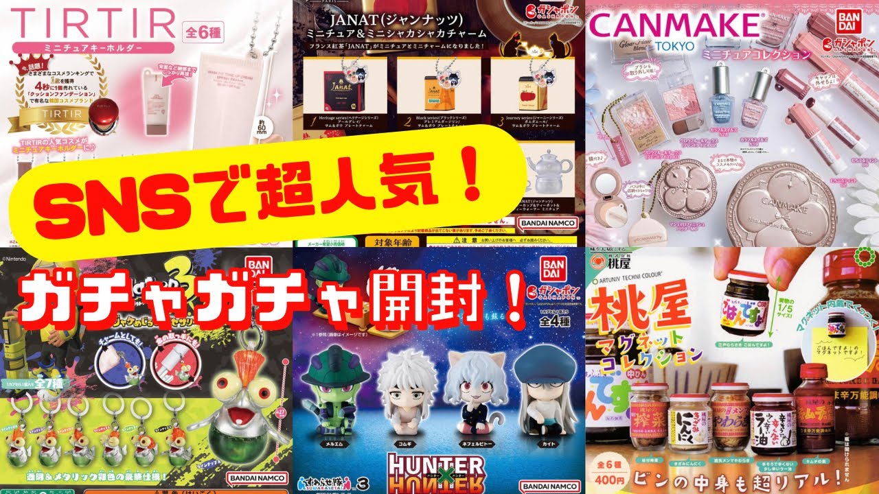 【ガチャガチャ】完売続出、すでに入手困難！？SNSで超話題のガチャガチャ！CANMAKE/桃屋/TIRTIR/スプラトゥーン/ハンター×ハンター