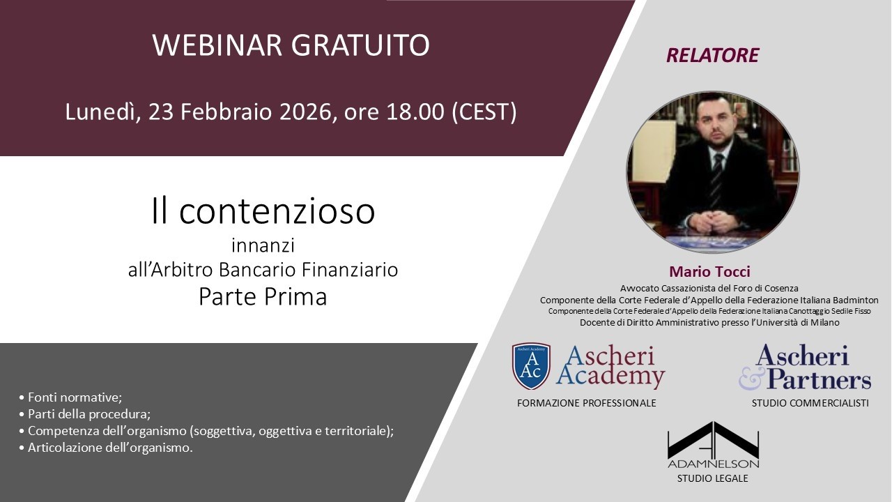 Il contenzioso innanzi all’Arbitro Bancario Finanziario - Parte Prima