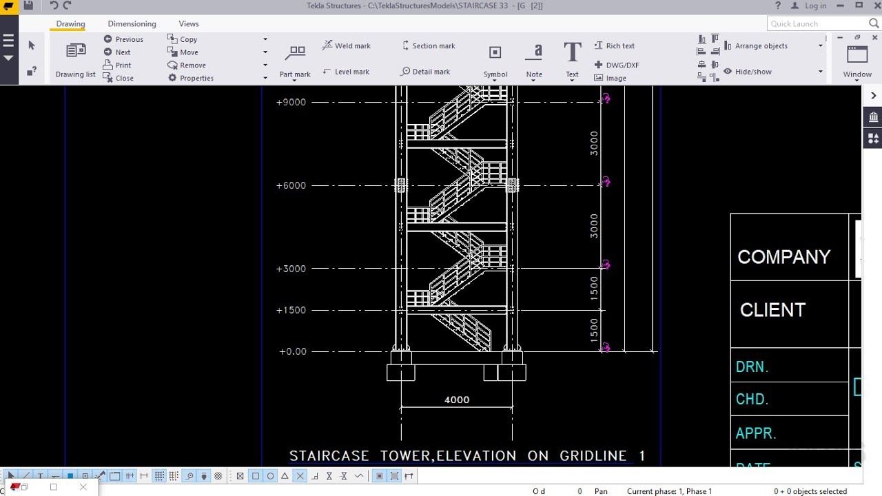 How to generate general arrangement, elevations and titlebolck placement | Tekla Structures