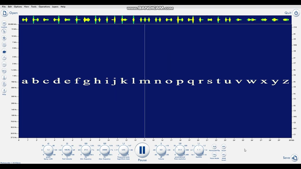 When you put the alphabet in Photosounder
