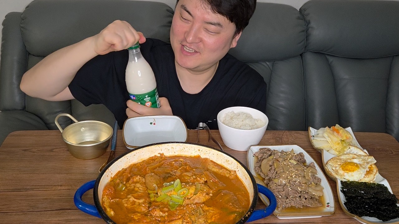 명절음식 막차탑승!! 남은 전찌개 & 막걸리 먹방 ASMR