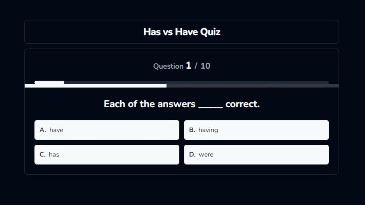 Has vs Have | English Grammar MCQs Test | Practice Quiz
